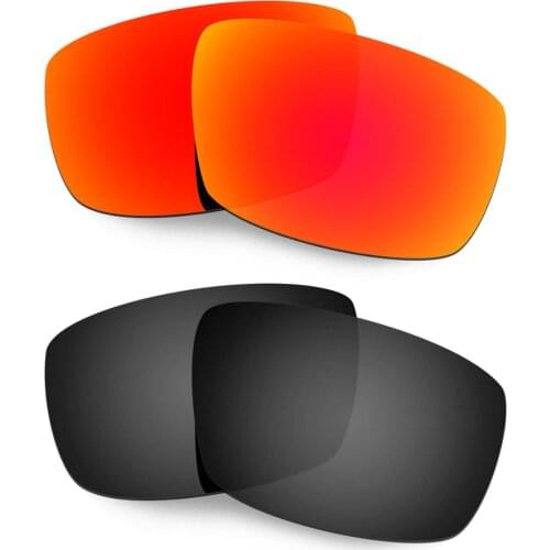 HKUCO For Spy Optic Logan Sunglasses Polarized Replacement Lenses 2 Pairs Red & Black