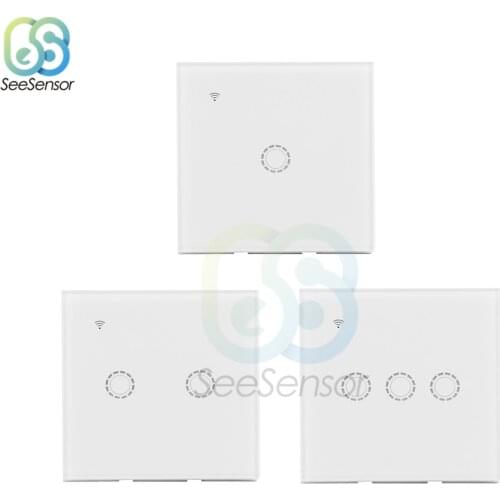 WiFi Smart Switch Panel 1/2/3 Way Wall Touch Switches EU AC 90-250V Wireless Remote Control Alexa Google Home Compatible