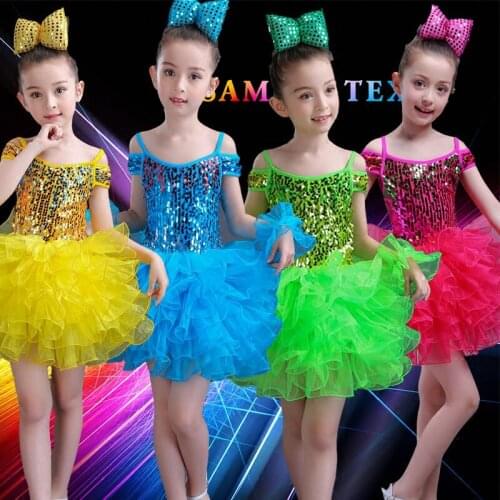 Girl Princess Skirt Full Dress Ballroom Party Student Choir Performance clothes Sequined Thick Disorderly Yarn Skirt Outfits