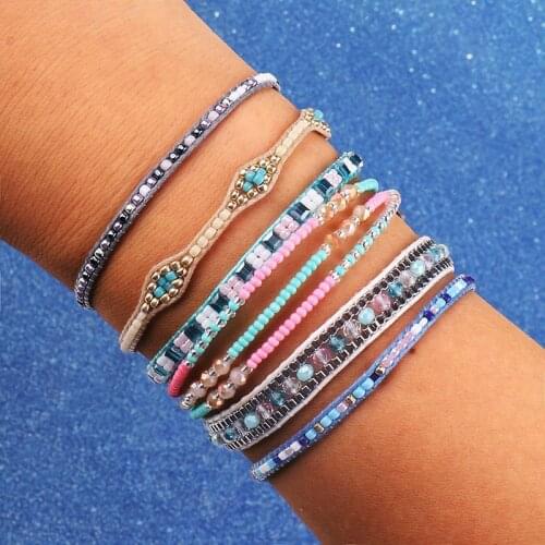 4 Styles Bohemia Bracelets Retro Handmade Colorful Beads Crystal Bracelet For Women Prom Party Charm Jewellry Gift Accessories