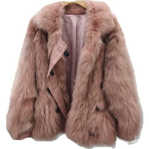 Real natural genuine fox fur coat with Whole skin full sleeve knitted women fashion jacket custom size