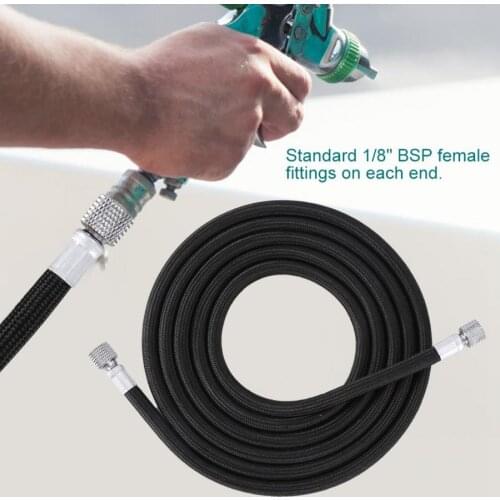 1.8M 5.9 ft EVA Braided Airbrush Hose Air Tube with Standard 1/8"-1/4" BSP Adaptor Fitting Ends Coupling