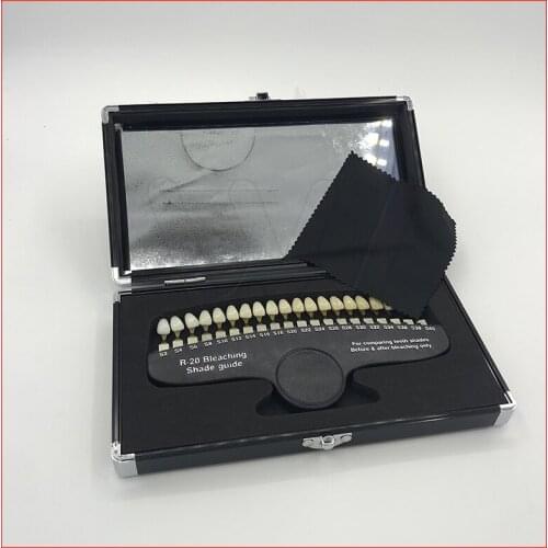 20 Colors Teeth Whitening 3D Shade Guide Color Comparator With Mirror Dentistry Cold Light Description Bleaching Dental Plate