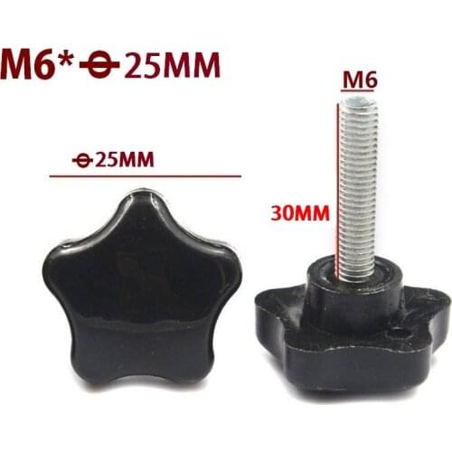 20pcs/LOT M6X30 Male Thread Bakelite 5 Star Shaped Head Diameter 25mm Lathe Star Knob Grips Clamping Screw Knob M6xD25X30