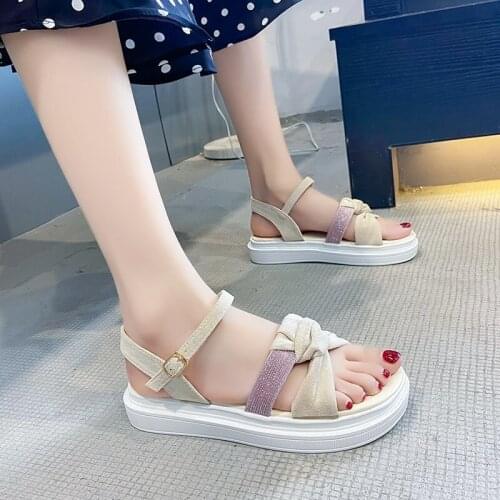 2021 Summer Sandals Ladies Flat Heel Platform Sandals Ladies Candy Color Casual Slippers Ladies Shoes Sandalias De Las Mujeres