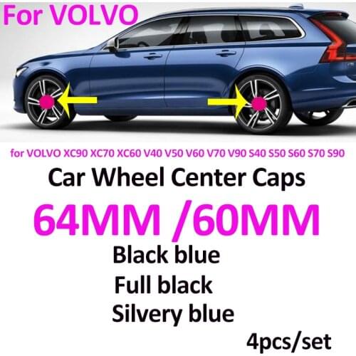 4pcs ABS/PVC 60MM 64MM Car Styling Wheel Rim Hub Cap Badge Emblem Covers For XC90 XC70 XC60 V40 V50 S40 S50 S60 S70 S90