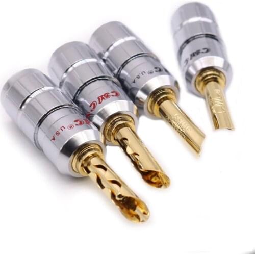 8pcs 0638-WF Hi-end YIVO DIY HIFI copper plating gold or red copper banana Male Plug Speaker power amplifier connector