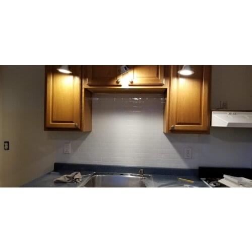 Kitchen Backsplash Tiles Peel and Stick White Brick Subway for Kitchen, Bathroom 1 Piece 12''x12