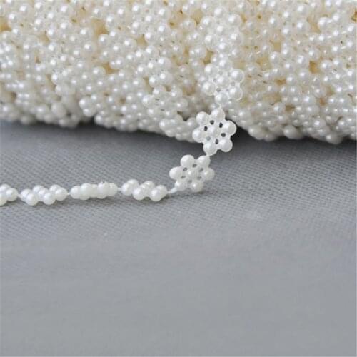 Free Shipping 3Meters 10mm Craft Sunflower Design Imitation Pearl Beads Cotton Line Chain For DIY Wedding Party Decoration Party