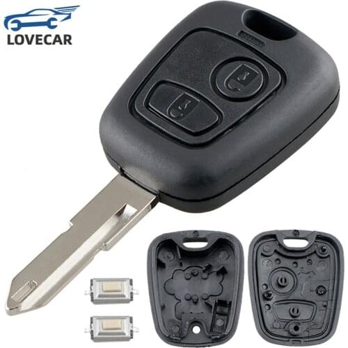 2 Buttons Remote Car Key Shell Fob Key Case Cover with 206 Blade and 2 Micro Switches Fit for Peugeot 106 206 306