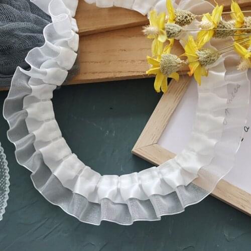 Black And White Folds Lace Accessories Pleated Organza Curtains Hand-Sleeved Clothing Handmade Decoration Lace