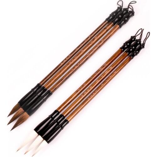 Memory Wooden Writing Brushes Pen Weasel Hair Traditional Ink Chinese Calligraphy Set for Painting drawing Festival Couplets