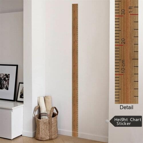 Wooden Style Height Measure Stickers Babys Height Stadiometers Nursery Height Ruler Removable Growth Chart Decal For Kids Room