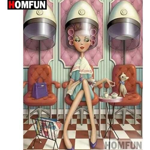 HOMFUN Full Square/Round Drill 5D DIY Diamond Painting "Cartoon woman" Embroidery Cross Stitch 5D Home Decor Gift A15298