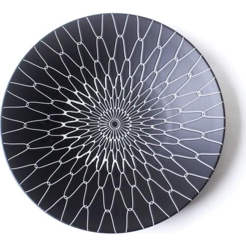 Ceramic Steak Plate Matt Black Plate Dinnerware Pasta Plate Straw Hat Plate Geometric Netware Tableware japanese bowl