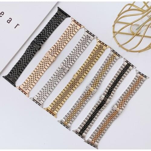 Folding Clasp Metal Strap for Apple Watch SE Band Series 6 5 4 3 Stainless Steel Bracelet for Iwatch 40mm 44mm 38mm 42mm Belt
