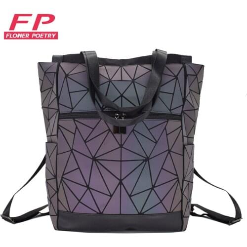 New Women Multi-function Backpack Men 15-inch Laptop Backpacks holographic Geometric Luminous Backpack School Female Rucksack