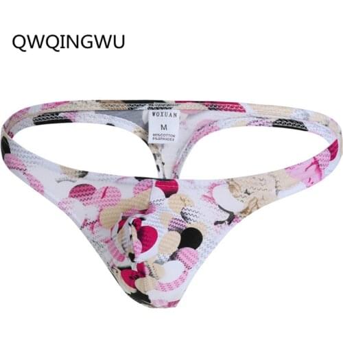 Man Underwear Thong Male Floral Print Bulge Pouch Briefs Lingerie Gay Comfortable T-Back Jockstraps Panties Briefs Thongs
