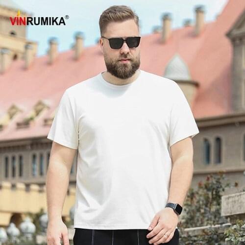 Large Size M-8XL New 2021 Summer Mens O-Neck Casual T-shirt Man 95% Cotton White Short Sleeve T-shirts Tees Tops 6XL 7XL 8XL