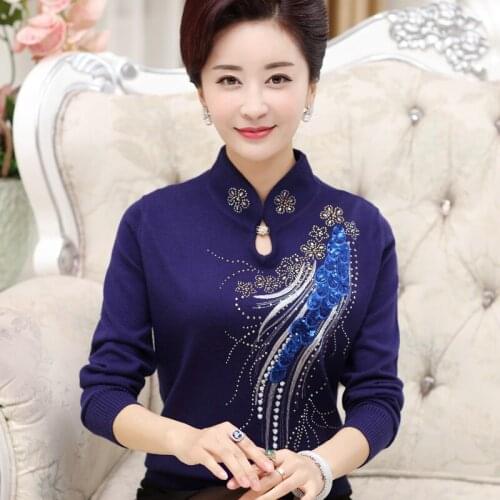 2021 New Autumn and winter cashmere sweater women bottoming shirt mother clothing middle-aged women sweater coat wool sweater