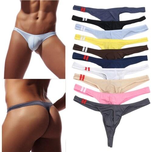 New Hot Sale10 Styles Mens Underwear T-Back G-String Briefs Sexy Breathable Tangas Thong Lingerie Fashion Breathless Thong Male