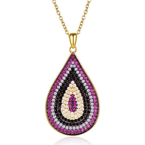 New Stone Drop-shaped 925 Sterling Silver Necklace Women Fashion Jewelry for Wedding and Engagement