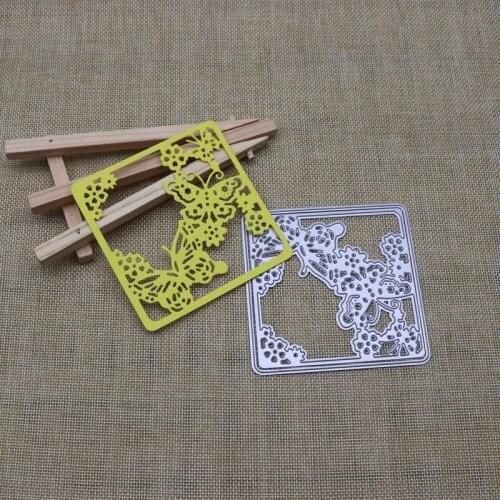 New Cutting Dies for 2021 Butterfly Flower Square Frame Scrapbooking Metal Die Cuts For Paper Crafting