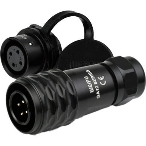 SA1210/P+SA1212/S Industrial Back Nut Waterproof Power Connector Electric Adapter M12 2 3 4 5 6 7 9 Pin Push-Pull Self-locking