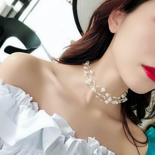 Simple Pearl Choker Necklace For Women Chocker colar Choker collier femme collares Bijoux Kolye ketting