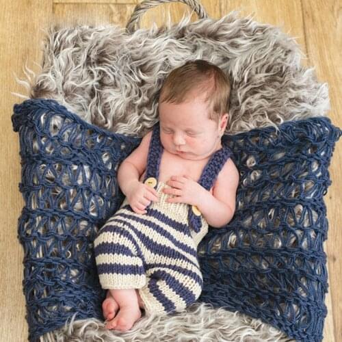 Newborn Baby Photography Props Infant Knit Crochet Costume Striped Soft Outfits