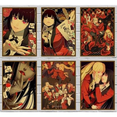 Vintage Anime TV Poster Aesthetic Kakegurui Retro Poster Wall Art Stickers Wall Decor for Room Cafe Bar Painting Decals 42X30cm