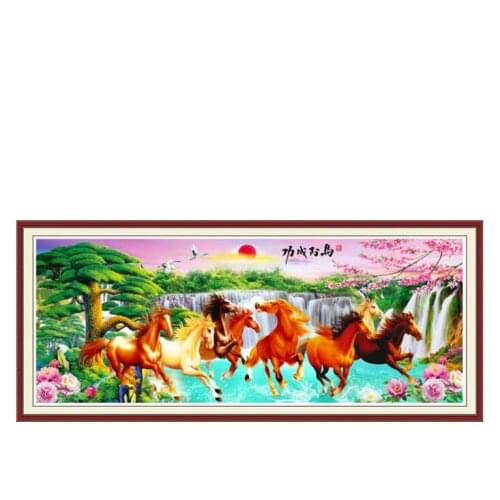 Rising Sun Eight Horses Running DIY New Crafts Diamond Embroidery For Decoration Round Diamond Painting Full