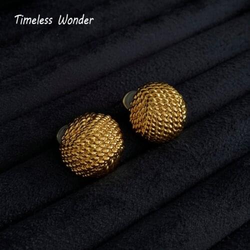 Timeless Wonder Geo Half Yarn Ball Stud Earrings for Women Jewelry Gothic Designer Kpop Gift Ins Egirl Emo Japan Sweet Date 6343