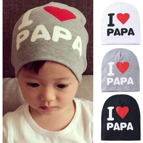Papa Mama Letter Baby Hat For Boy Warm Baby Winter Hat For Kids Beanie Knit Children Hats For Girls Boys Baby Cap Newborn Hat 1P