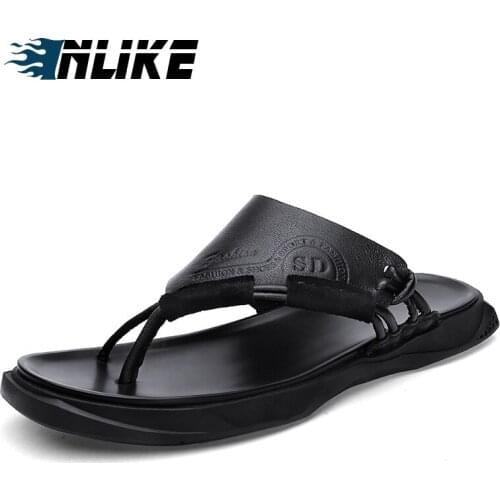 Genuine Leather Summer Men Comfort Men Casual Shoes Fashion Men Flip Flops