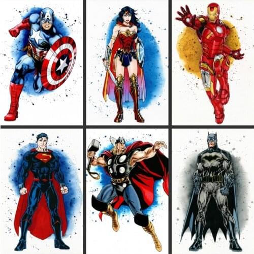 Marvel Superheld Avengers Canvas Painting Watercolor Poster Print Iron Man Captain America Wall Art Picture for Home Decoration