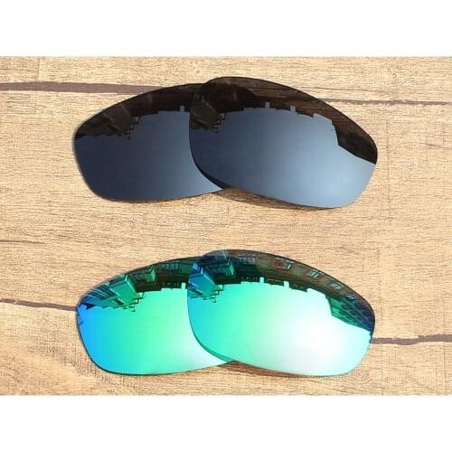 Vonxyz 2 Pairs Stealth Black & Jade Mirror Polarized Replacement Lenses for-Oakley Split Jacket Frame