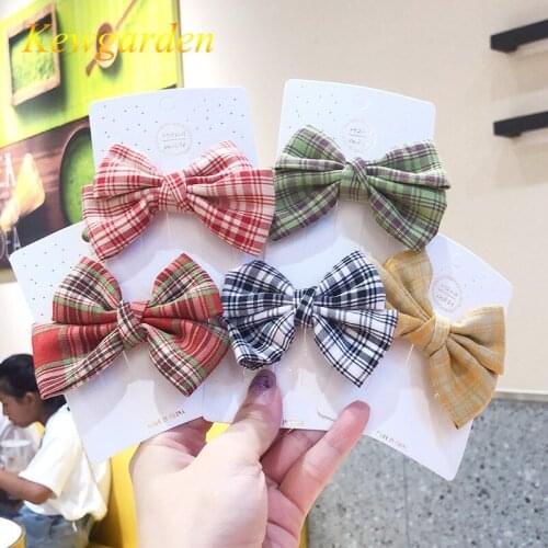 Kewgarden Girls bowknot hairpin fascinator simple princess grid temperament hairpin 6pcs