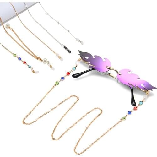 1PCs Colorful Crystal Bead Eyeglass Holder Fashion Pearls Glasses Chain Women Eyewear Accessories Straps Cord Sunglasses String
