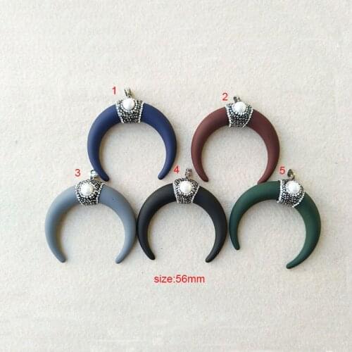 10Pcs OX Horn shape Pendant,Pave Rhinestone Crystal Caps Charms,DIY Jewelry necklace earrings making supplies PD176