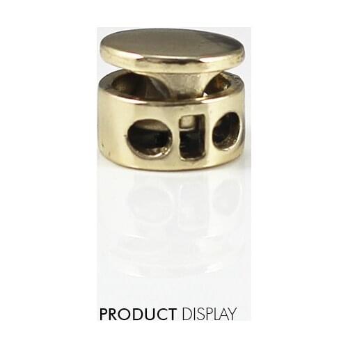 10pcs Gold Tone Metal Stopper Spring Toggle Buckle Button Double holes Cord Locks Clasp Drawstring Stops End Clasp