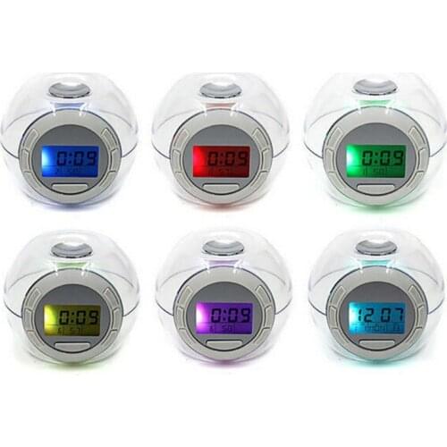 20pcs/lot Electronic Digital Transparent Multifunctional Calendar Alarm Clock with 7 Color Changing Light 6 Natural Sounds