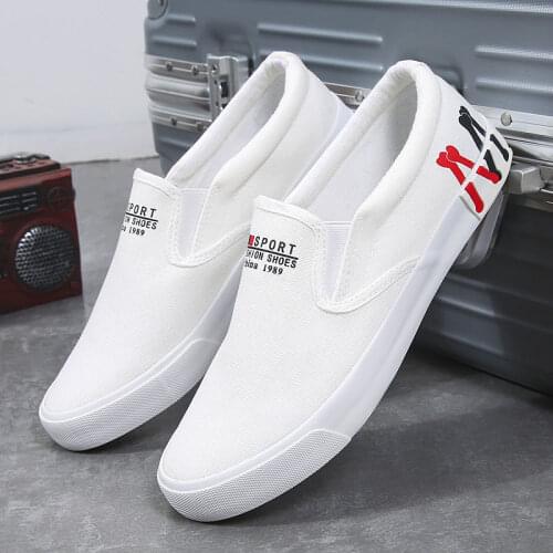 2020 Spring New Mens Shoes Plus Size 39-47 Casual Sneakers White Canvas Shoes Boys Sport Sneakers Comfortable Men Loafers 47