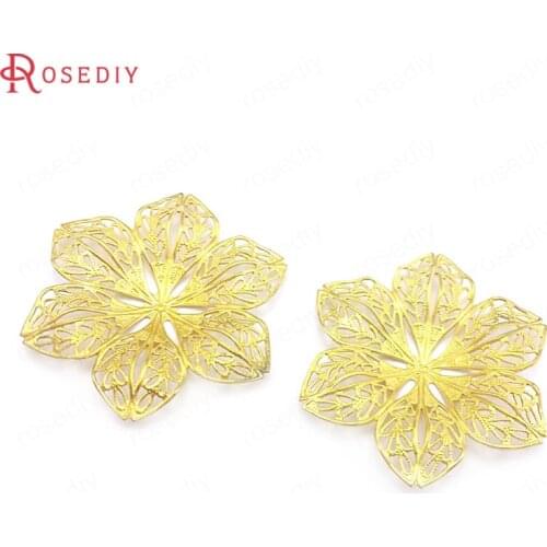 27174-G)20PCS 37MM Not Plated Color Brass Big Decorative Flower Spacers Jewelry Making Supplies Diy Findings Accessories