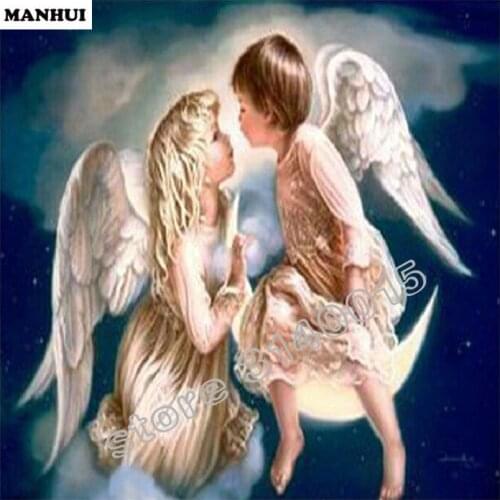 5D Diamond Painting Cross Stitch Two little angels Full Drill Resin Spuare Diamond Embroidery Diamond Mosaic Home Decor BEF118