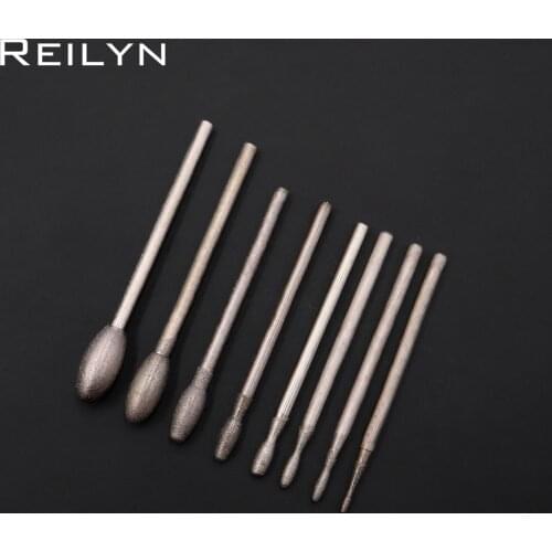 400# 2.35mm shank 1-6mm 8pc Diamond Grinding burr abrasive bits jade diamond polishing bits teeth grinding needle