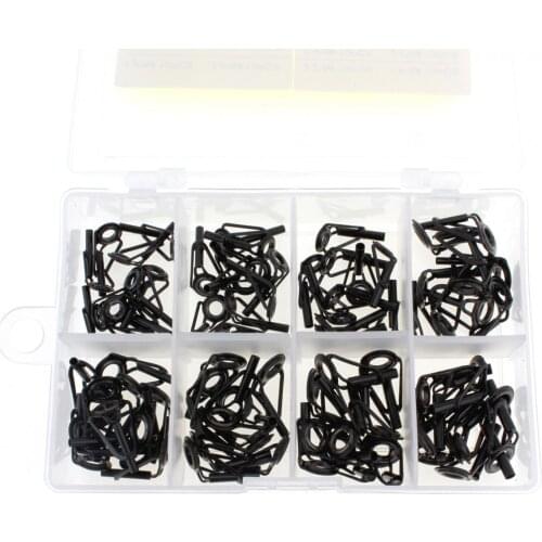 80Pcs/Lot 8 Sizes Replaceable Fishing Rod Guides Ceramics & Stainless Steel Circle Fishing Rod Accessories Repair Tool with Box