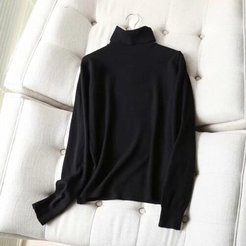 Dave&Di England Fashion Simple Solid Wool winter pull femme Casual Warm Turtleneck sweaters women pullovers tops