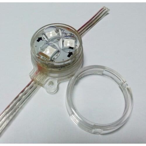 DC12V;UCS1903 IC30mm diameter;IP68;addressable;0.72W(3LEDs);RGB full color;transparent cover;IP68 rated;with fixing thread