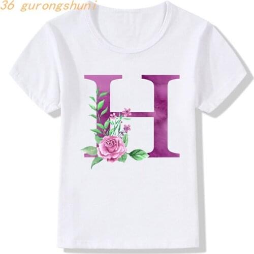 Kids Clothes Boys T Shirts Tshirt Girl Letter H I J G K Lovely Rose Bouquet Cartoon T Shirt Children Clothing Letters Girls Tops